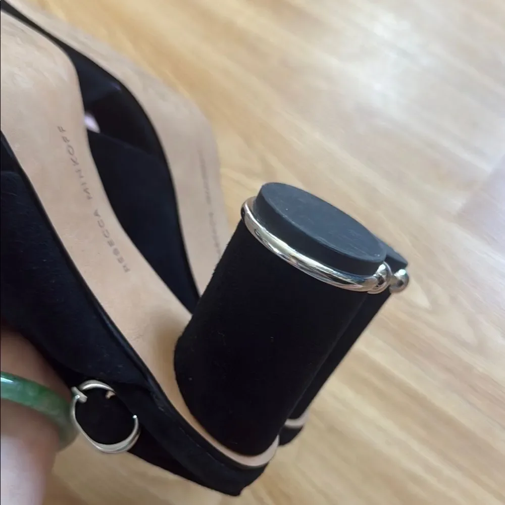 Rebecca Minkoff Heels Sandals Black Suede Slingback Aaiden Size 8